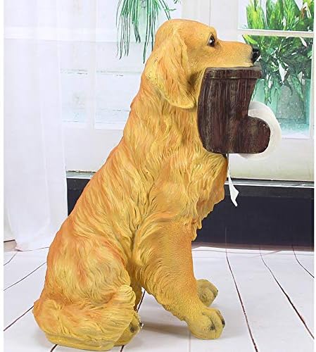 מעמד רצפה מצויר כלב טואלט נייר טואלט מחזיק רולר מארז שרף יצירתי מגולף 20.86 H מתקן נייר טואלט בית -בית חנות משרדים מקלטים מקלטים -זהב