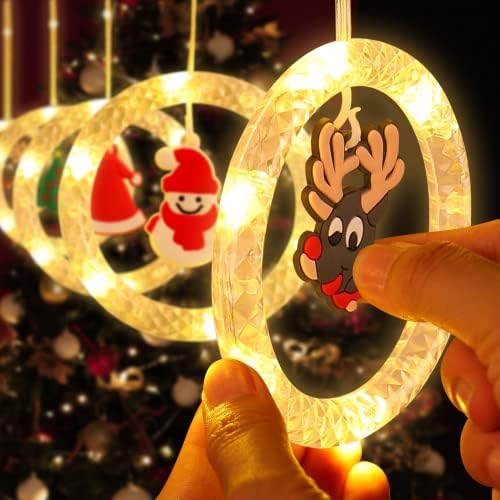 קישוטים לחג המולד של Lolstar, אורות חלון חג המולד, אורות מיתר מקורה לבנים וחמים עם 100 מצבי אור 8 מצבי אור USB אורות וילון מופעלים לחג המולד, ראש השנה, קישוט מרפסת