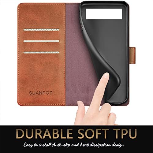 Suanpot עבור Google Pixel 6 5G עם מחזיק כרטיס אשראי של ארנק חסימת RFID, ספרי טלפון PUR PURPE