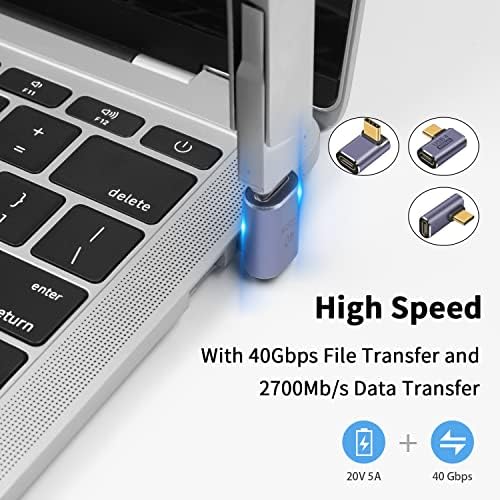 Poyiccot USB C מתאם 40 ג'יגה -ביט לשנייה, 3 פיק 90 מעלות USB C מתאם PD, זווית ימנית USB C מתאם 100W, 8K סוג וידאו C הרחבת תמיכה USB 4 כבל Thunderbort 4/3, USB, רכזת, עגינה, טאבלט