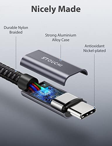 Stouchi USB C כבל סיומת 10ft/3m, USB C כבל סיומת סוג C 3.1 זכר לנקבה טעינה מהירה ונקבה העברת נתוני שמע עבור Galaxy S23, iPad Mini/Pro, MacBook Air M2/M1 Mac Mini/Pro, Mag- בטוח
