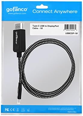 USB C ל- DisplayPort, Gofanco USB סוג C ל- DP DP 4K 60Hz 3.3ft כבל מתאם קלוע -משרד ביתי -Thunderbolt 3 תואם UHD 1 מטר, מצב חלופי DisplayPort באמצעות USB -C נדרש