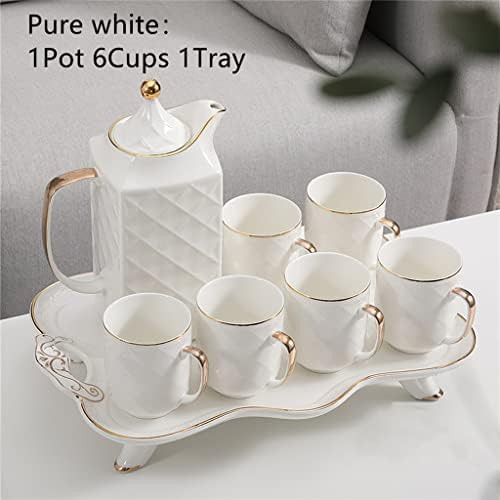 TJLSS Argyle דפוס קרמיקה לבנה תה תה אחר הצהריים TRASS TEAPOT TEAPOT כוס תה בית אספקה