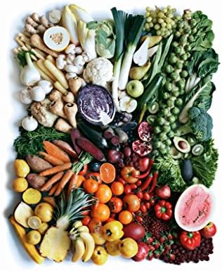 פירות ירקות מייצרים תצלום בקשת בריאה צבעונית קיר מגניב קיר קיר פוסטר הדפסת 24x36