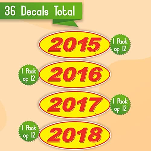 Versa Tags 2015 2017 & 2018 דוגמנית סגלגל שנת סוחרי רכב מדבקות חלונות נוצרות בגאווה בארצות הברית Versa Swal Model Smanke Seear Sceebers צהוב ואדום בצבע מגיע שתים עשרה לשנה