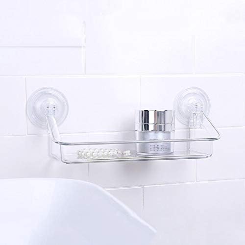מדף מקלחת SMLJLQ, פלסטיק אמבטיה קטן וברור ללא קיר קידוח מדפי אחסון מארגן עם כוס יניקה חזקה