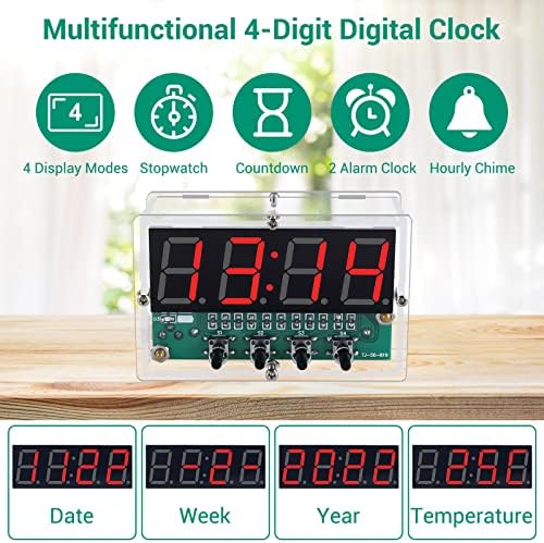 Mioyoow 4 ספרות נטענות ערכת שעון דיגיטלי DIY, SMD SMT Electronics Electronics Practing Kit