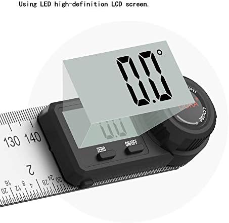 אוסטריאה זווית דיגיטלית Finder Protractor 7 אינץ '/200 ממ גוניומטר נירוסטה סרגל זווית נירוסטה 360 מעלות עם שליטים גדולים בתצוגה LCD לעיבוד עץ/נגר/בנייה/DIY