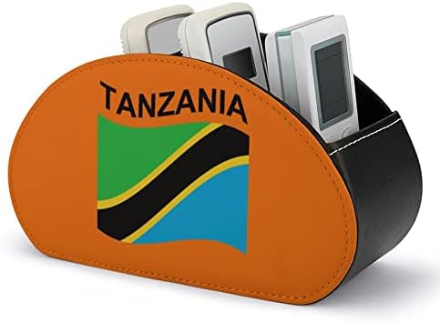 דגל של טנזניה טלוויזיה שלט רחוק מחזיק עם 5 תאים עור מפוצל תיבת אחסון ארגונית עבור ציוד משרדי
