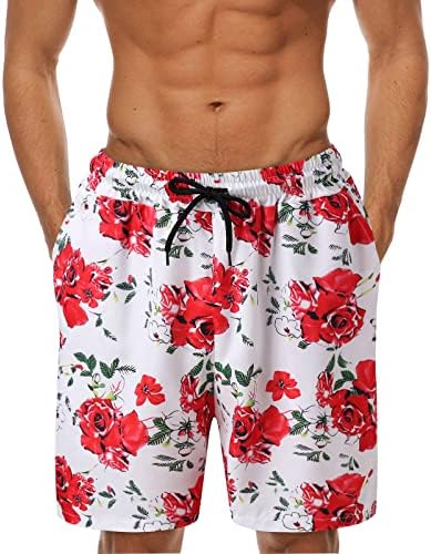 מכנסי לוח קיץ ZDDO למכנסיים קצרים להוואי הדפס פרחוני גזעי שחייה רופפים מכנסי חוף שחייה מזדמנים