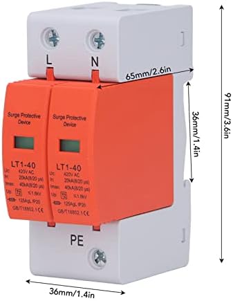 מגן מתח AC, תגובה מהירה 36 ממ התקנת מסילה 2p מכשיר מעצר מגן על מוליכות חשמלית טובה לבית