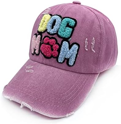 כובע אמא של Waldeal Dog לנשים, מתנות ליום הולדת לאמא, אוהבי כלבים, אשה, בת, כובע בייסבול שטוף מתכוונן במצוקה