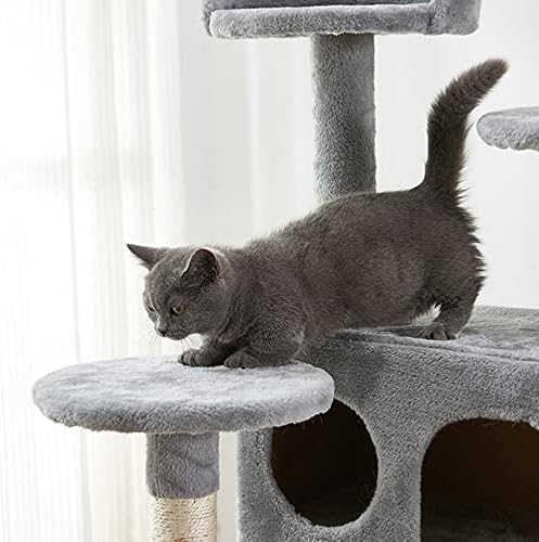 חתול מגדל, 52.76 סנטימטרים חתול עץ עם סיסל גירוד לוח, חתול עץ לחתולים גדולים עם מרופד פלטפורמה, 2 יוקרה דירות, עבור חתלתול, חיות מחמד, מקורה פעילות מרגיע