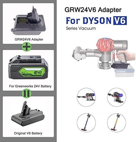 מתאם EID תואם ל- GreenWorks 24V סוללה והתאמה למנקה ואקום של DYSON V6 החלף עבור DYS V6 SV03 SV04 SV05 SV06 SV07 SV09 עבור מוטור מוטור מוטוריון מטלט