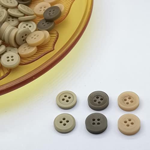 כפתורי Spacmirrors לתפירה ומלאכות עם קופסת אחסון, 90 יחידות 12.5 ממ כפתורים שונים של שרף 4 חור עגול, משמש למעיל 20 ממ