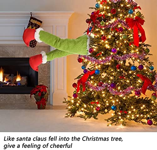 עץ חג המולד תקוע טופר קישוטי גרלנד קישודים שדונים זרועות גנב רגל ממולאת שדון, קישוטי עץ גוף, עיצוב עץ חג המולד, רגלי קטיפה מסוגלות לקישוטים עצים