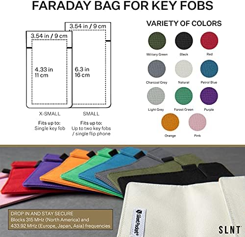 אות SLNT חוסם את FARADAY מקש FOB מארז עם כיס שקט - מכונית אנטי גניבה מגנים כנגד כל סוגי האותות, כולל חסימת RFID ושקית פאראדיי עמידה, מתאימה לרוב המפתח המפתח