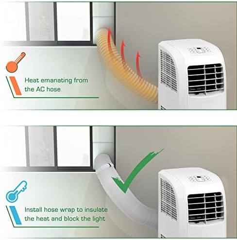 ForestChill כיסוי מבודד צינור מזגן נייד, צינור פליטה AC נייד אוניברסלי עם קוטר 5 ו -5.9, התקנה קלה