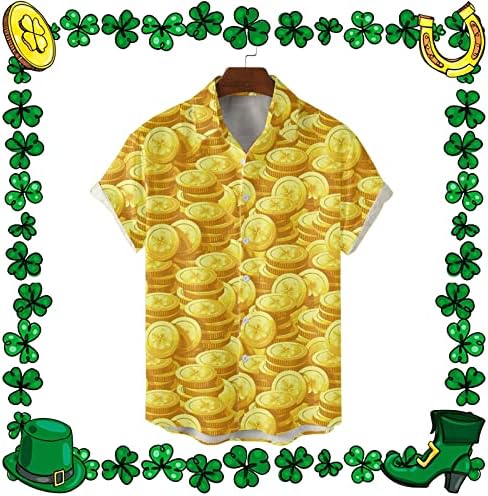 Wocachi St. Patrick's Day's Mens כפתור למטה חולצות שרוול קצר חולצות מזדמן ירוק גרפיקה מצחיקה בתוספת חולצת באולינג בגודל