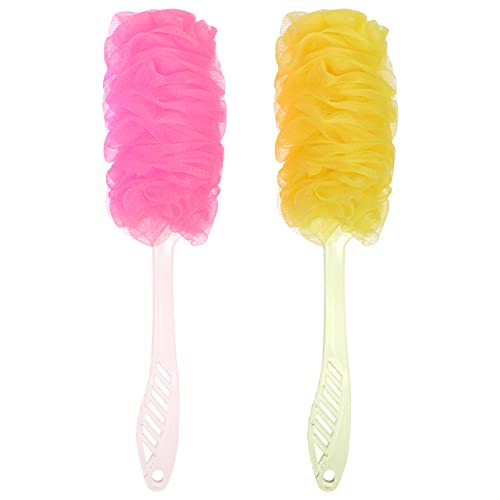 Frcolor loofah sponge 2 pcs רשת רכה נשיפה רכה אמבטיה מברשת גוף מברשת ידית מקלחת אמבטיה ספוג לופה רשת ספוג לעור פילינג צבע אקראי בצבע אקראי שטיפת גוף שטיפה